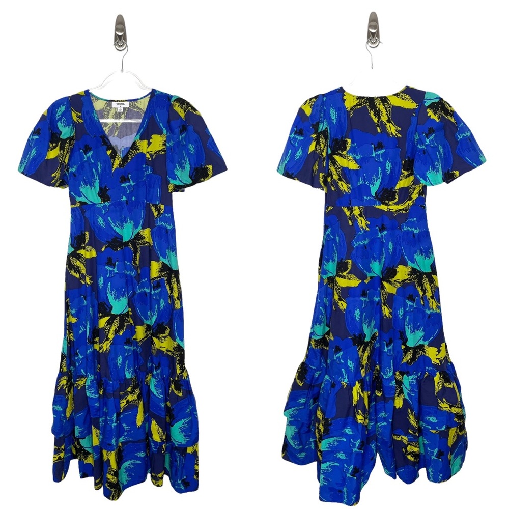 Christopher John Rogers X Target | Puff Sleeve Tiered Blue Floral Dress Cotton 4